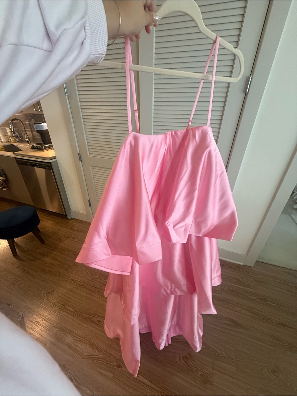 Pink Satin Maxi Dress